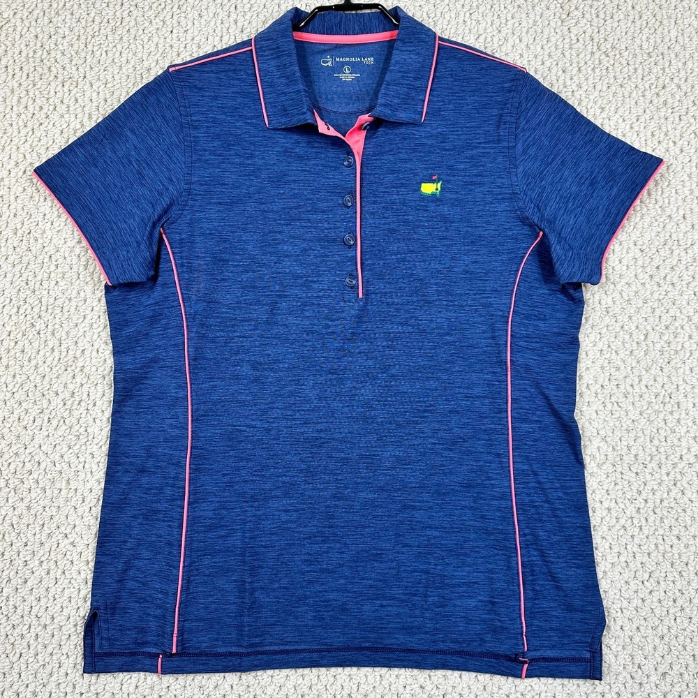 Masters Magnolia Lane Tech Polo Womens L Navy Heathered Golf Performance Fit